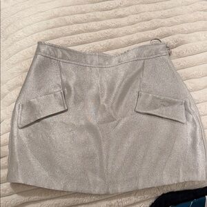 River island Silver Mini Skirt with faux Pockets
